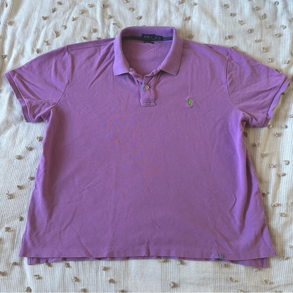 Polo Ralph Lauren distressed purple polo t-shirt